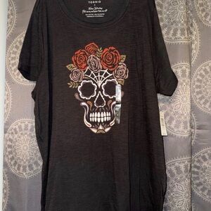 Torrid Black Shirt with Sugar Skull Design - Plus Size 3